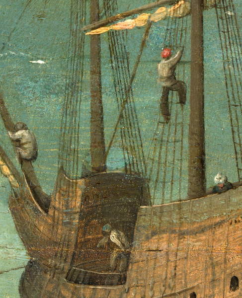 Obraz na plátně Ship rigging detail from Tower of Babel, 1563
