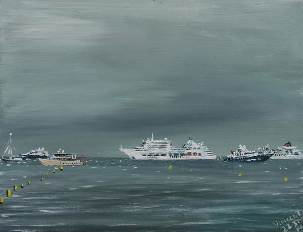 Obraz na plátně Ships and boats at Cannes, 2014,