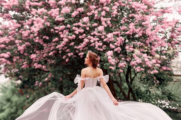 Umělecká fotografie Spring Beauty,Rear view of bride standing