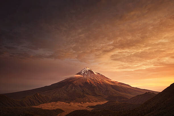 Umělecká fotografie Sunset over mountain