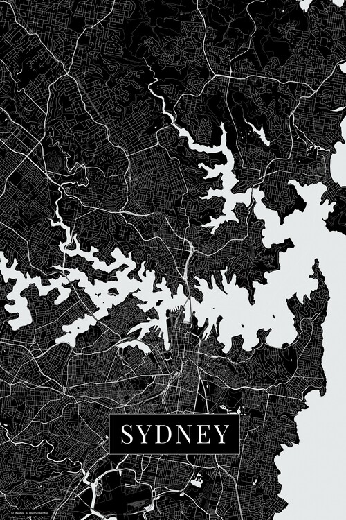 Mapa Sydney black