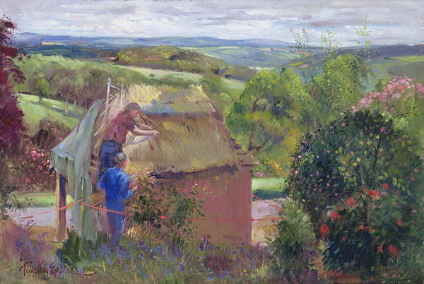 Obrazová reprodukce Thatching the Summer House, Lanhydrock House, Cornwall