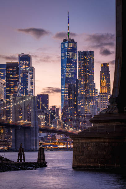 Kunstfotografie The Brooklyn Bridge, Freedom Tower and