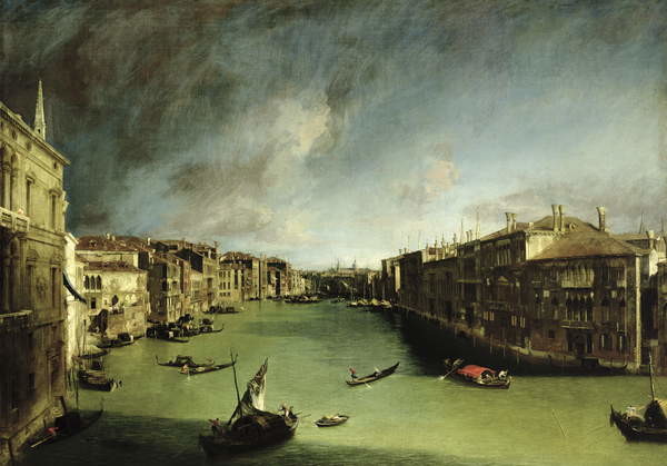 Obraz na plátně The Grand Canal, View of the Palazzo Balbi towards the Rialto Bridge