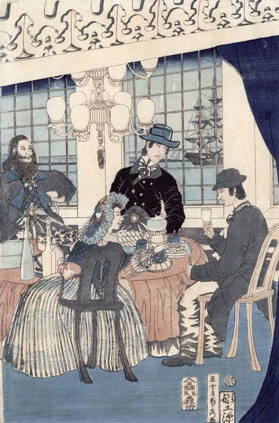 Reprodukcija umjetnosti The salon of a house of foreign merchants at Yokohama