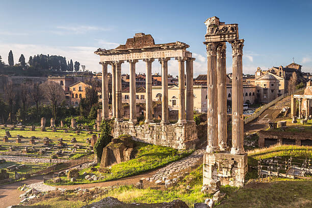 Umelecká fotografie The Temple of Saturn in the Roman Forum, Rome.