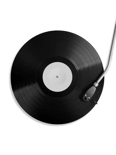 Fotografie Top view of black 12 inch vinyl record