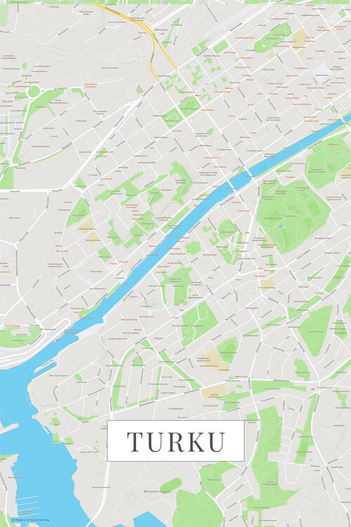 Map of Turku color ǀ Maps of all cities and countries for your wall