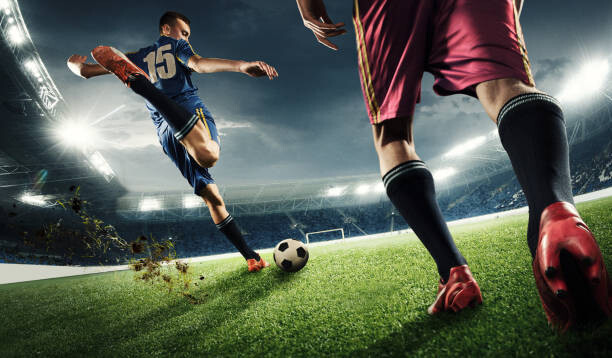 Photographie artistique Two men are playing soccer and
