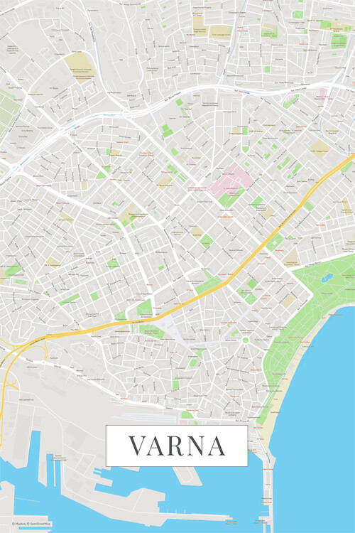 Map of Varna color ǀ Maps of all cities and countries for your wall