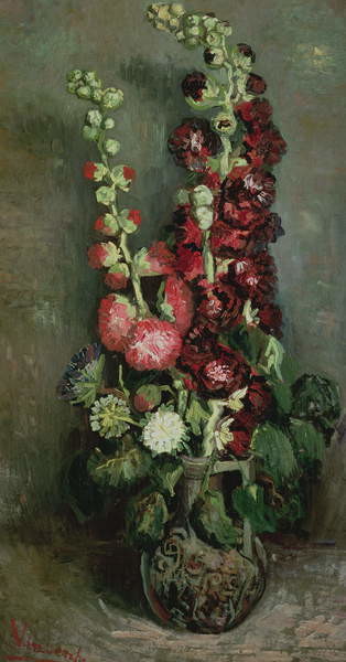 Umelecká tlač Vase of Hollyhocks, 1886