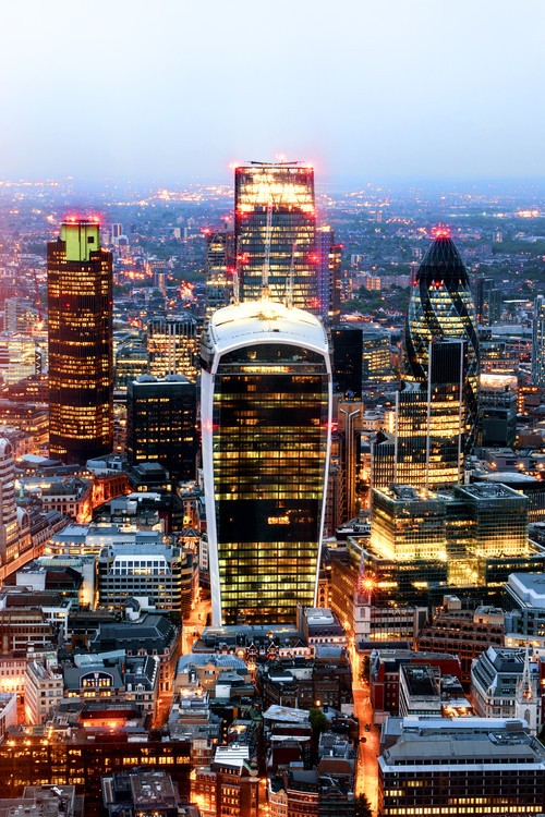 Photographie d'art View of City of London with The Walkie-Talkie and The Gherkin Buildings