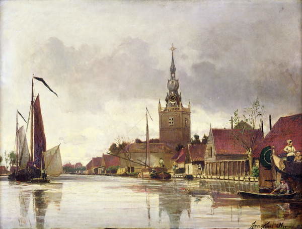 Obrazová reprodukce View of Overschie near Rotterdam, 1856