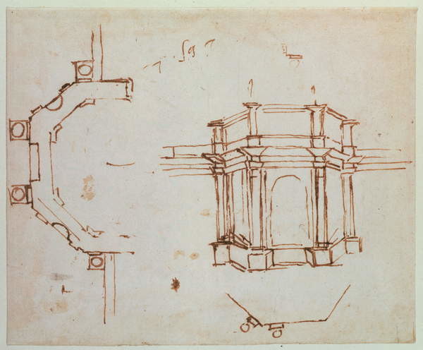 Obrazová reprodukce W.24r Architectural sketch