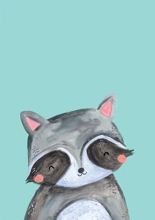 Arte fotográfico Woodland racoon on mint