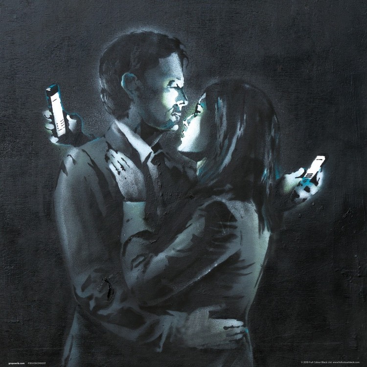 Umělecký tisk Banksy - Mobile Phone Lovers Close Up