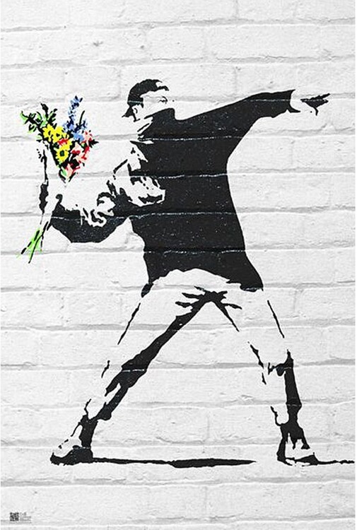Bekeretezett plakát Banksy street art - Graffiti Throwing Flow