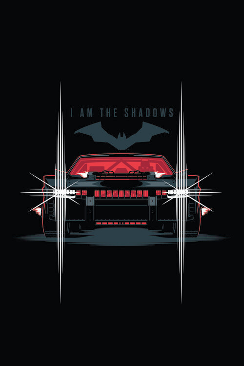 Vægklistermærke Batmobile - I am the shadows