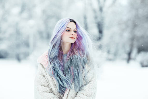Samolepka Beautiful young woman with colorful dyed hair