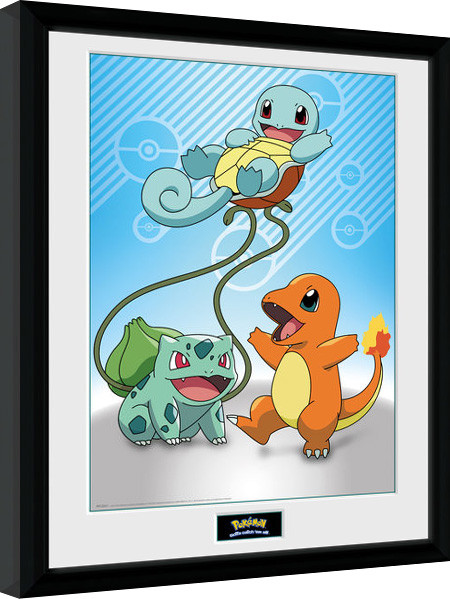 Pokemon - Kanto Starter gerahmte Poster