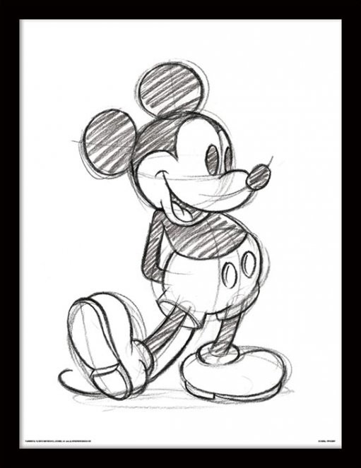Gerahmte Poster Micky Maus (Mickey Mouse) - Sketched Single
