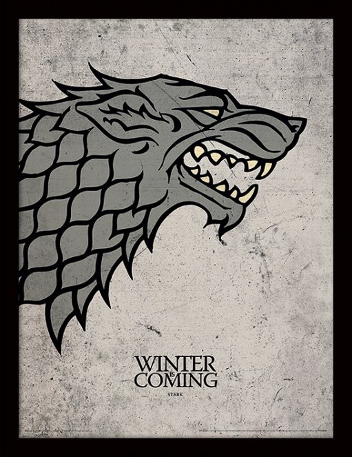 Indrammet plakat Game of Thrones - Stark