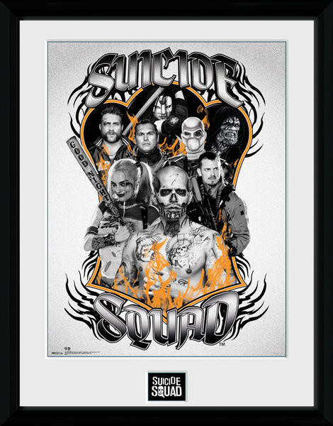 Indrammet plakat Suicide Squad - Group Orange Flame