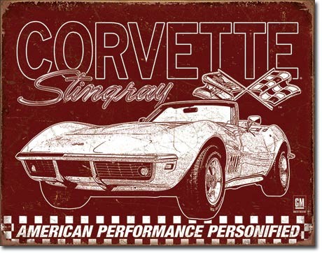 Metallschild Corvette - 69 StingRay