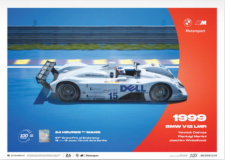 Umělecký tisk BMW V12 Lmr - 24H Le Mans - 100th Anniversary - 1999