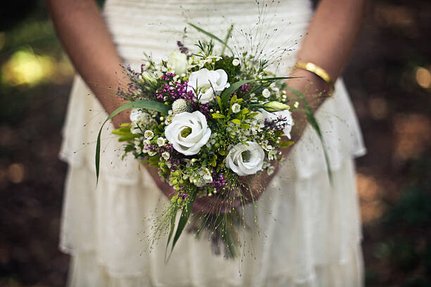 Sticker Bride holding wedding bouque