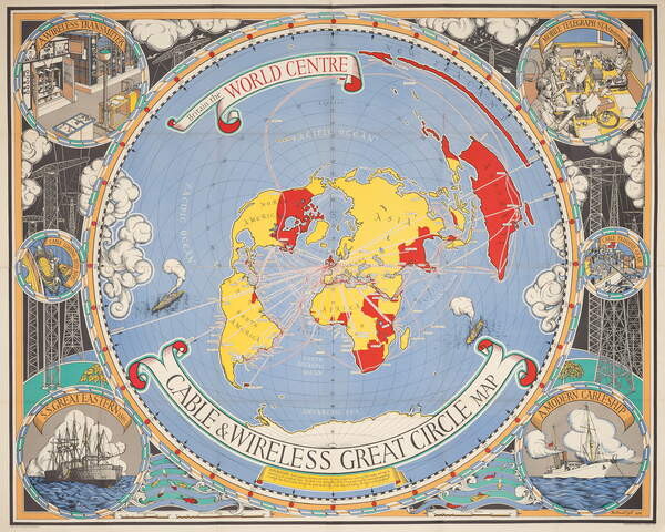 Samolepka Cable & Wireless Great Circle Map, 1945