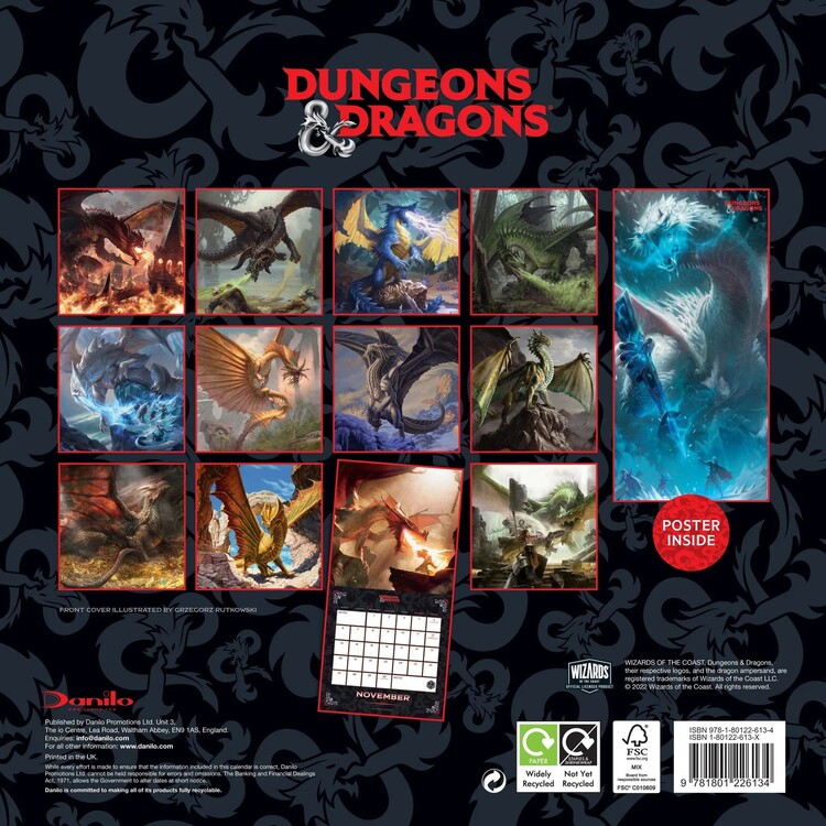 Dungeons & Dragons Calendari da muro 2024 Compra su Europosters