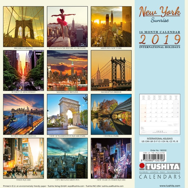 New York Sunrise Calendari da muro 2019 Compra su Europosters