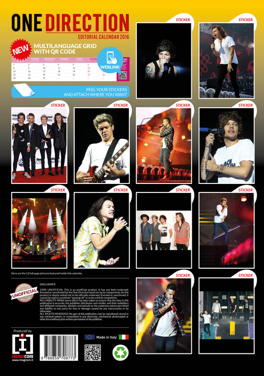 One Direction 1D Calendari da muro 2025 Compra su Europosters