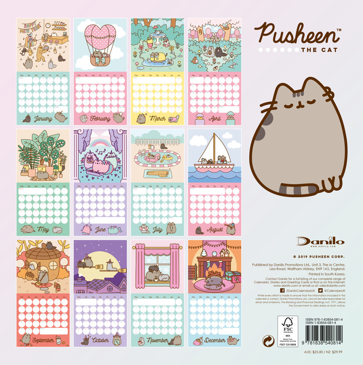 CALENDARIO FAMIGLIA 2024 Pusheen  Calendario 2024 Da Parete Con 4