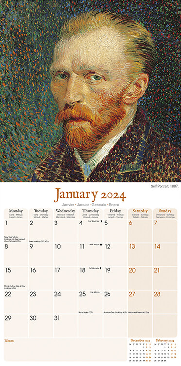 Calendario da Tavolo 2024 - 12 x 14.5 Cm VAN GOGH