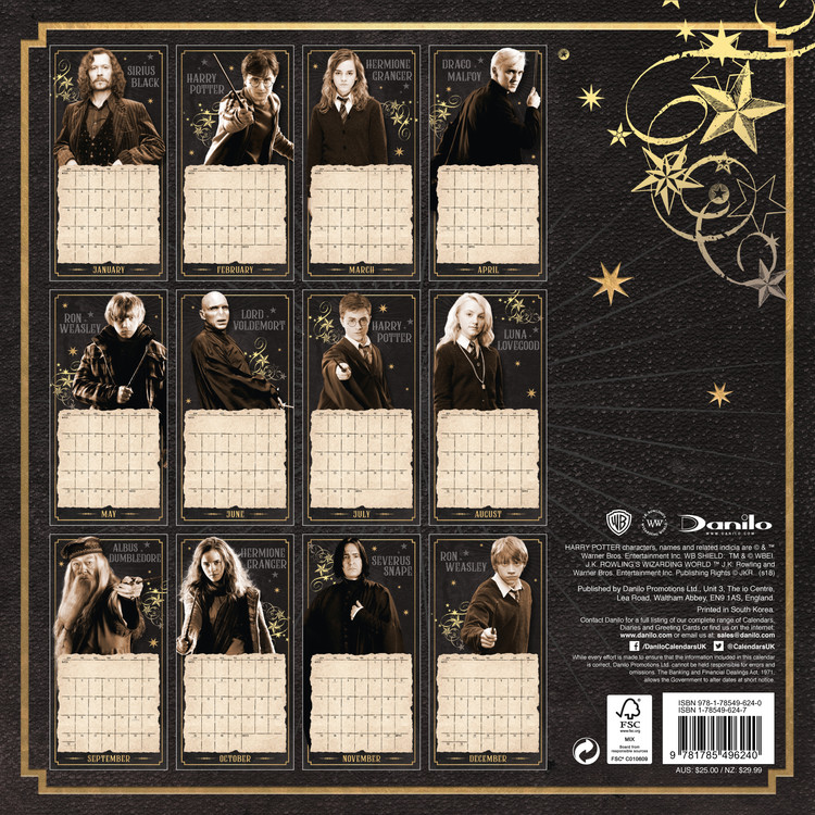 Harry Potter Printable Calendar 2024