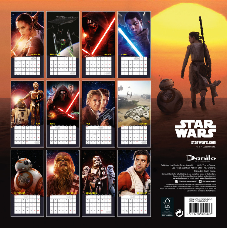 Star Wars Episode VII Calendarios de pared Consíguelos en