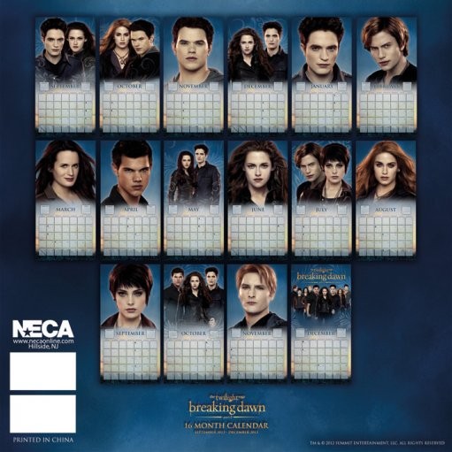 Calendar 2013 TWILIGHT BREAKING DAWN Calendarios de pared 2024