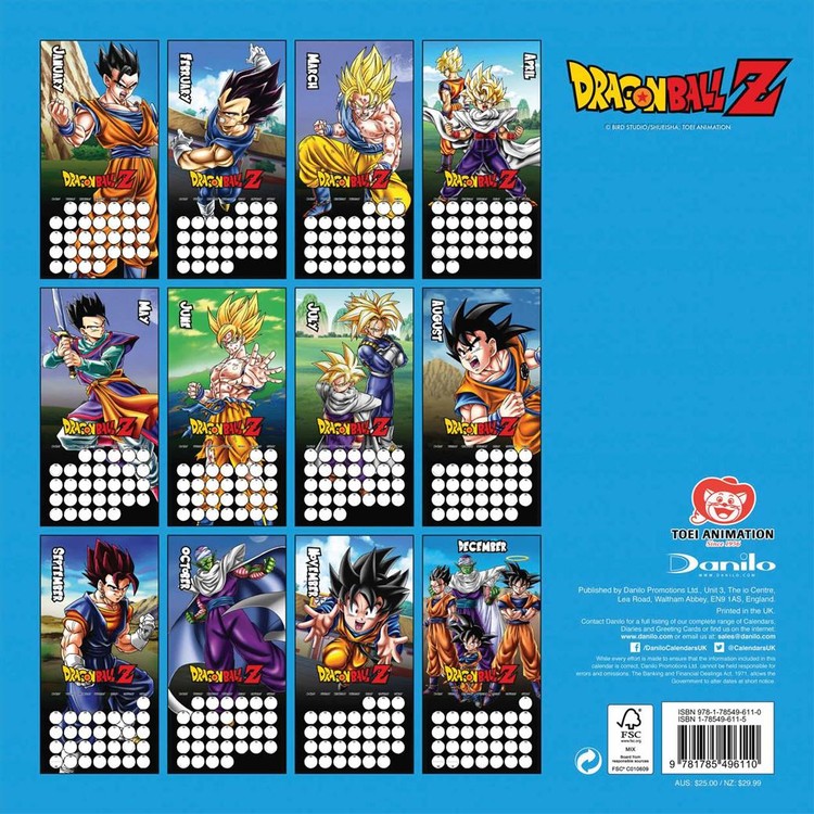 Dragon Ball Z - Calendarios de pared 2019 | Consíguelos en 