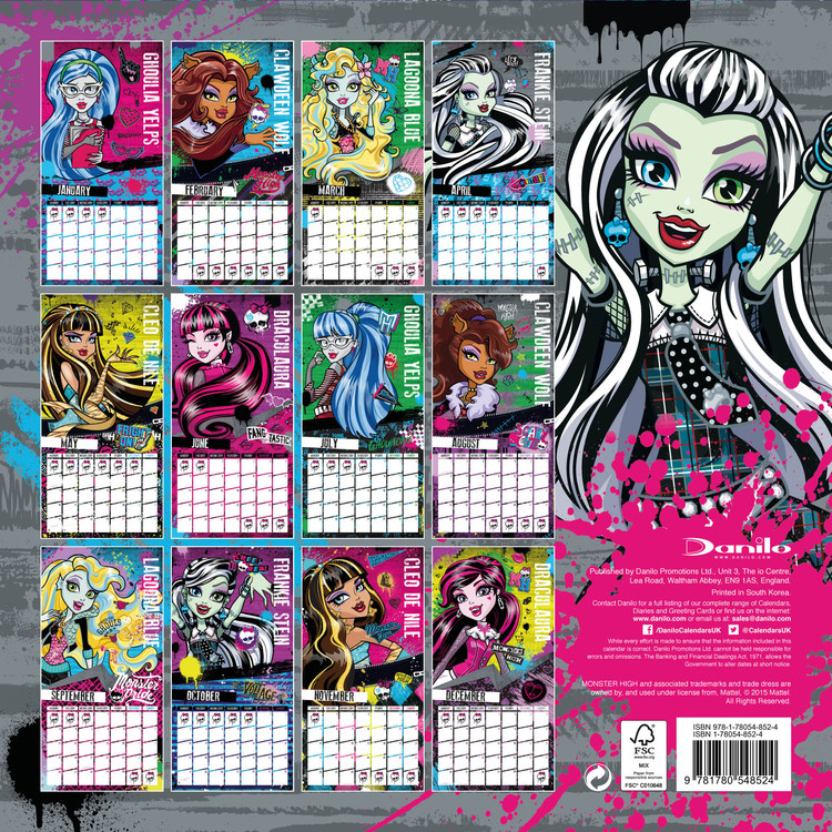 Monster High Calendarios de pared 2024 Consíguelos en Posters.es