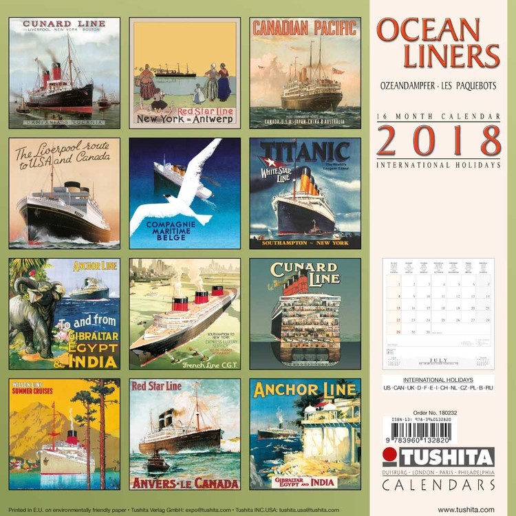 Ocean liners Calendarios de pared 2018 Consíguelos en Posters.es