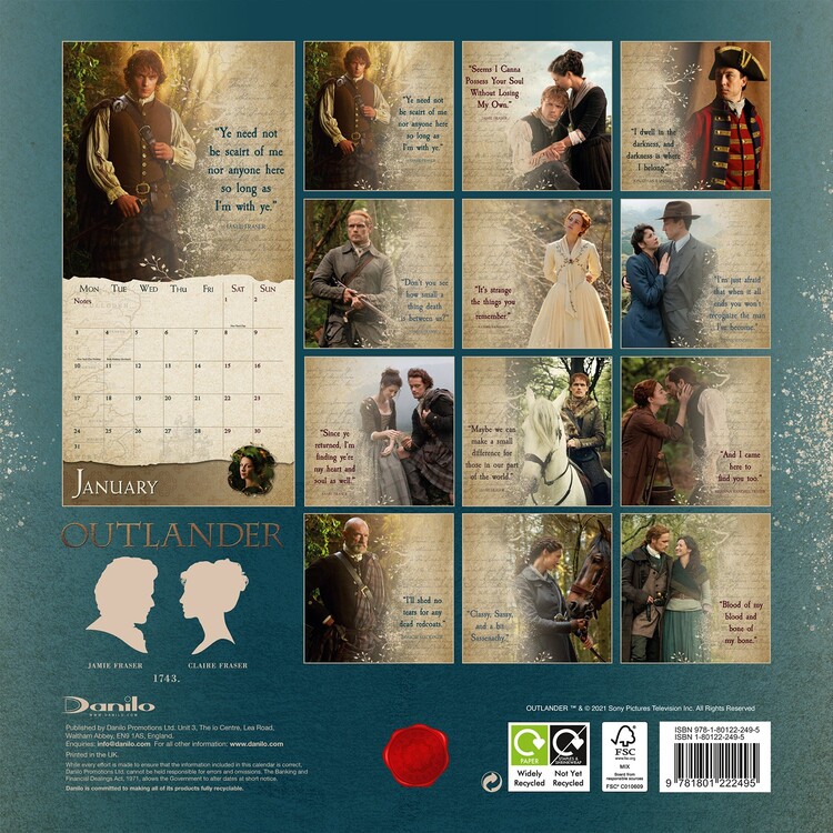 Outlander - Calendarios De Pared 2022 | Consíguelos En Eurposters.es