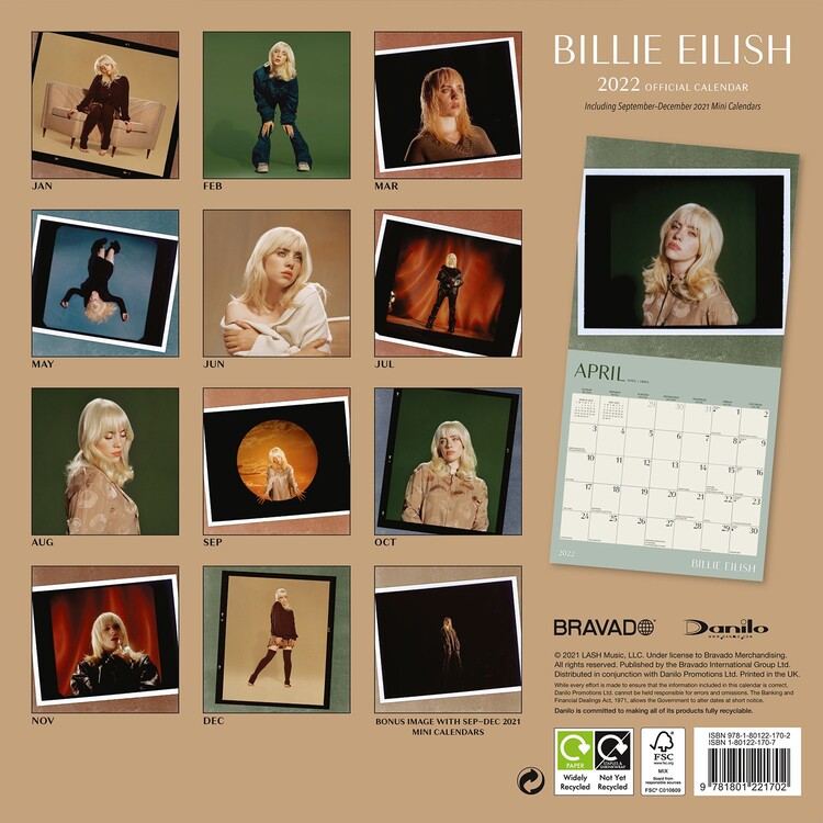 Billie Eilish Wall Calendars 2022 Buy at UKposters