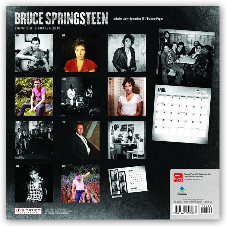 Bruce Springsteen Wall Calendars 2018 Large selection