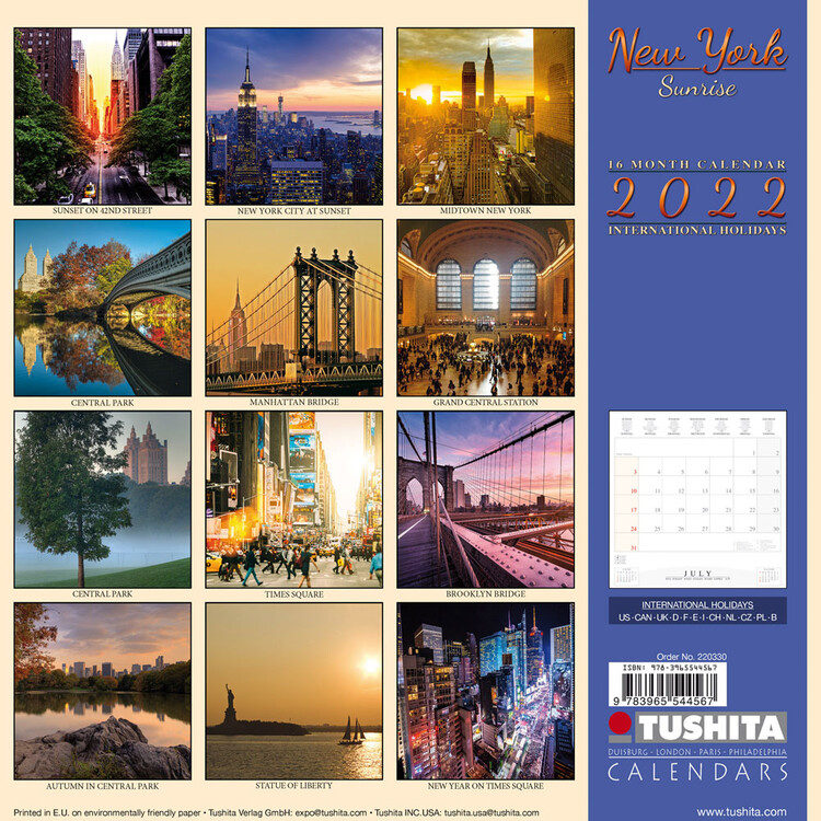 Nyc Calendar 2022 New York Sunrise - Wall Calendars 2022 | Large Selection