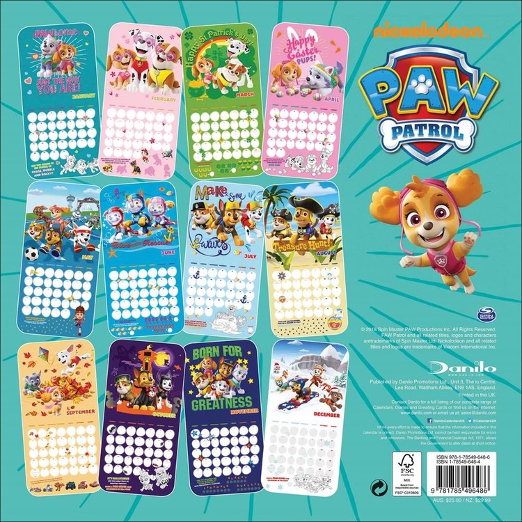 Paw Patrol Wall Calendars 2019 Buy at UKposters