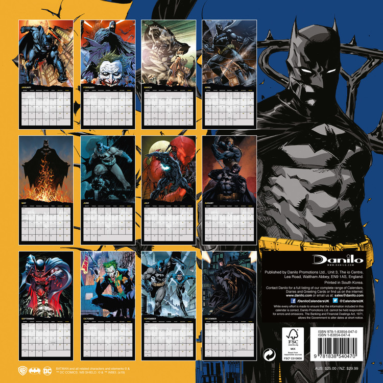 Batman Comics Calendriers 2022 Achetez sur Europosters.fr