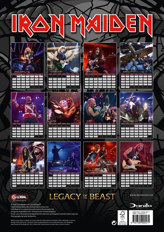 Calendrier Mural IRON MAIDEN 2026 - Format A3 (29,7x42 Cm) - 12 Photos - Spirale - Couleur - Collection Fan - 10