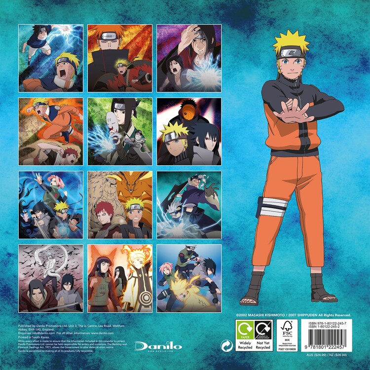 Calendrier photo 30x43cm format A3 Naruto Evolution